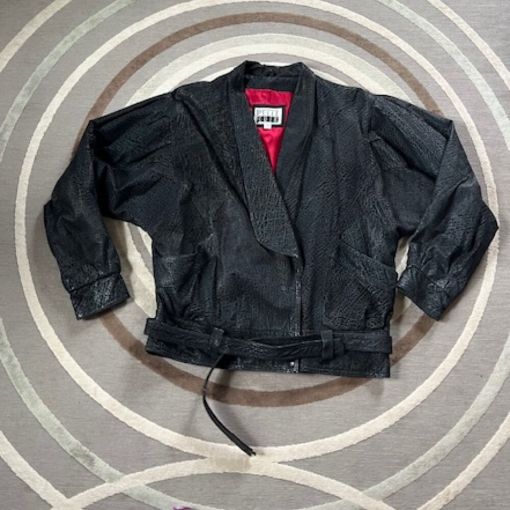 VINTAGE  Pelle Cuir Leather Suede Bomber  Black Jacket Size Medium - Picture 2 of 8
